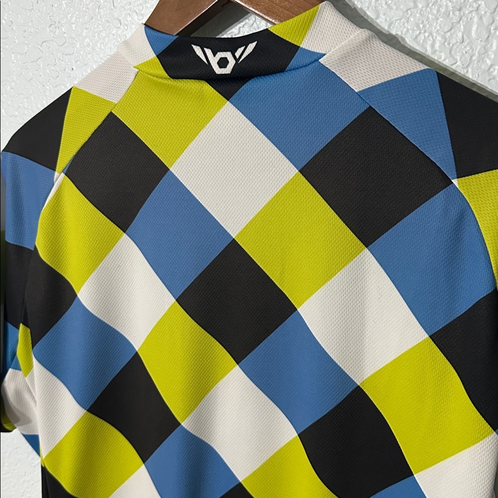 Twin Six Men Blue Green Retro Patchwork Cycling‎ Jersey Size L - Picture 7 of 9